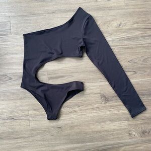 One shoulder long sleeve cut out bodysuit SOLD